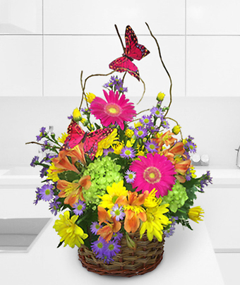 BASKET FULL OF SUNSHINE FLOWERS MAY DIFFER